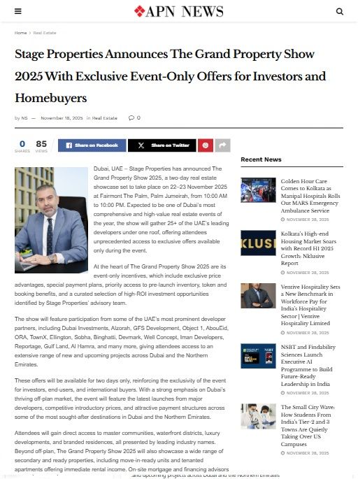 Stage Properties Announces The Grand Property Show 2025 With Exclusive Event-Only Offers for Investors and Homebuyers