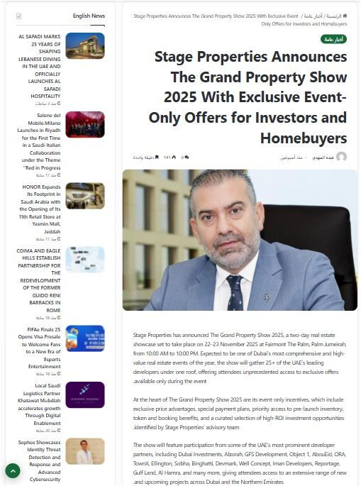 Stage Properties Announces The Grand Property Show 2025 With Exclusive Event-Only Offers for Investors and Homebuyers