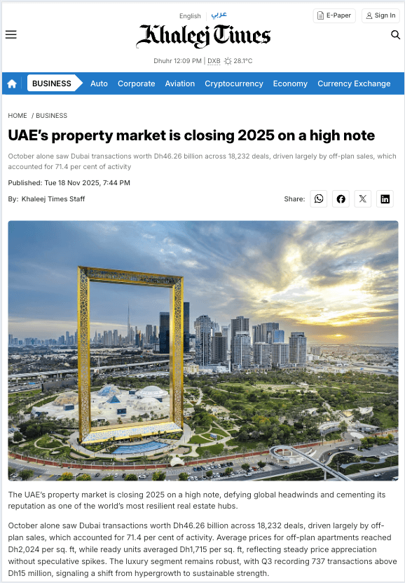 UAE’s property market is closing 2025 on a high note