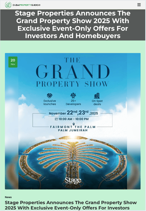 Stage Properties Announces The Grand Property Show 2025 With Exclusive Event-Only Offers For Investors And Homebuyers