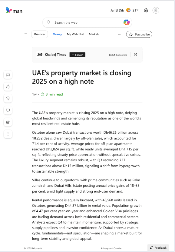 UAE’s property market is closing 2025 on a high note