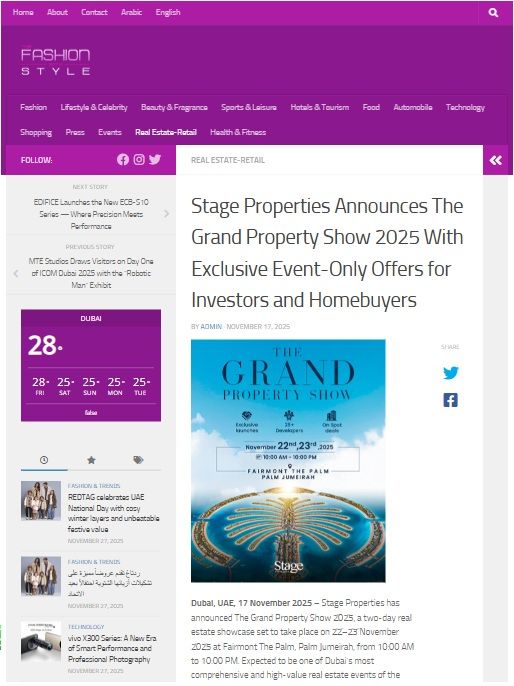 Stage Properties Announces The Grand Property Show 2025 With Exclusive Event-Only Offers for Investors and Homebuyers